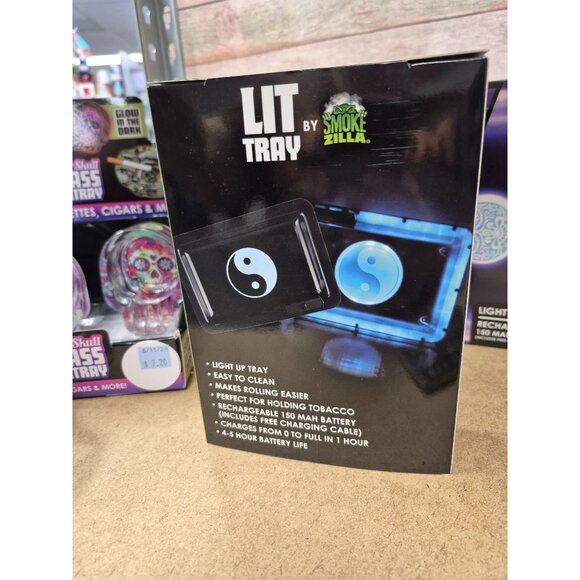 Smokezilla Lit Tray Light-Up Rechargeable Rolling Tray With Yin-Yang Design blac - Picture 2 of 6